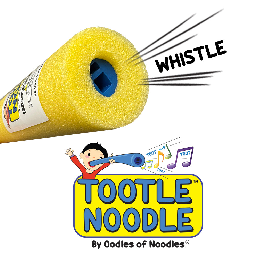 Tootle Noodle 5 Pack Foam Pool Noodles with Built-In Whistle, Buoyant, and Fun for Kids Water Play Pool Parties