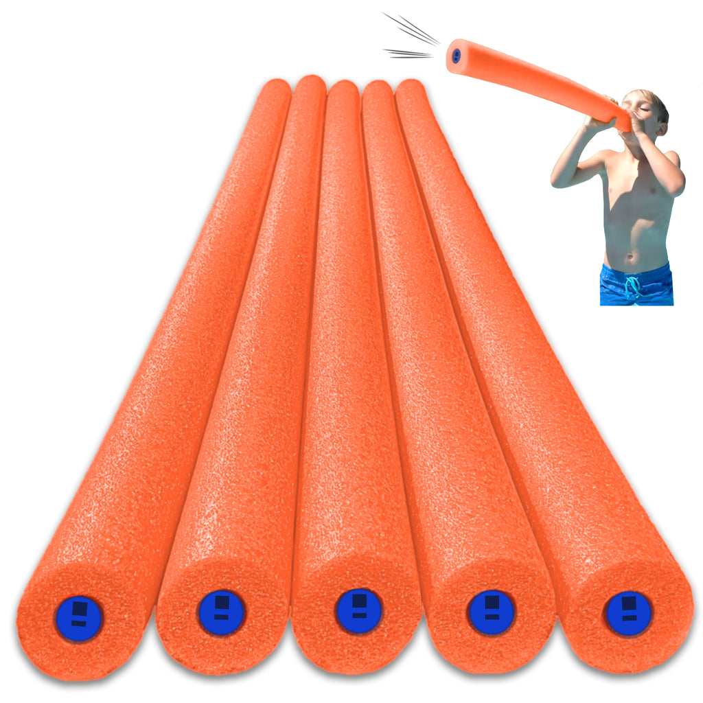 Tootle Noodle 5 Pack Foam Pool Noodles with Built-In Whistle, Buoyant, and Fun for Kids Water Play Pool Parties