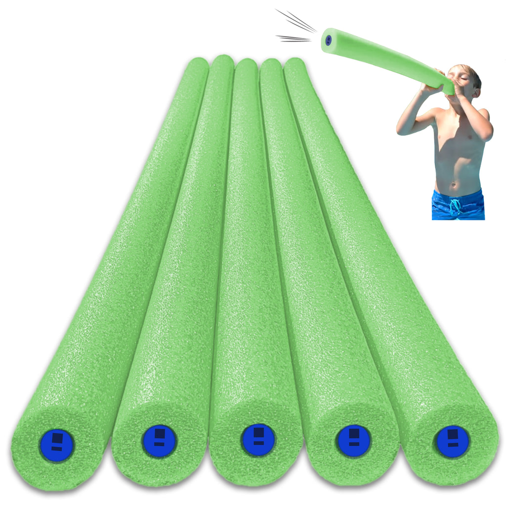 Tootle Noodle 5 Pack Foam Pool Noodles with Built-In Whistle, Buoyant, and Fun for Kids Water Play Pool Parties - HonorTraders