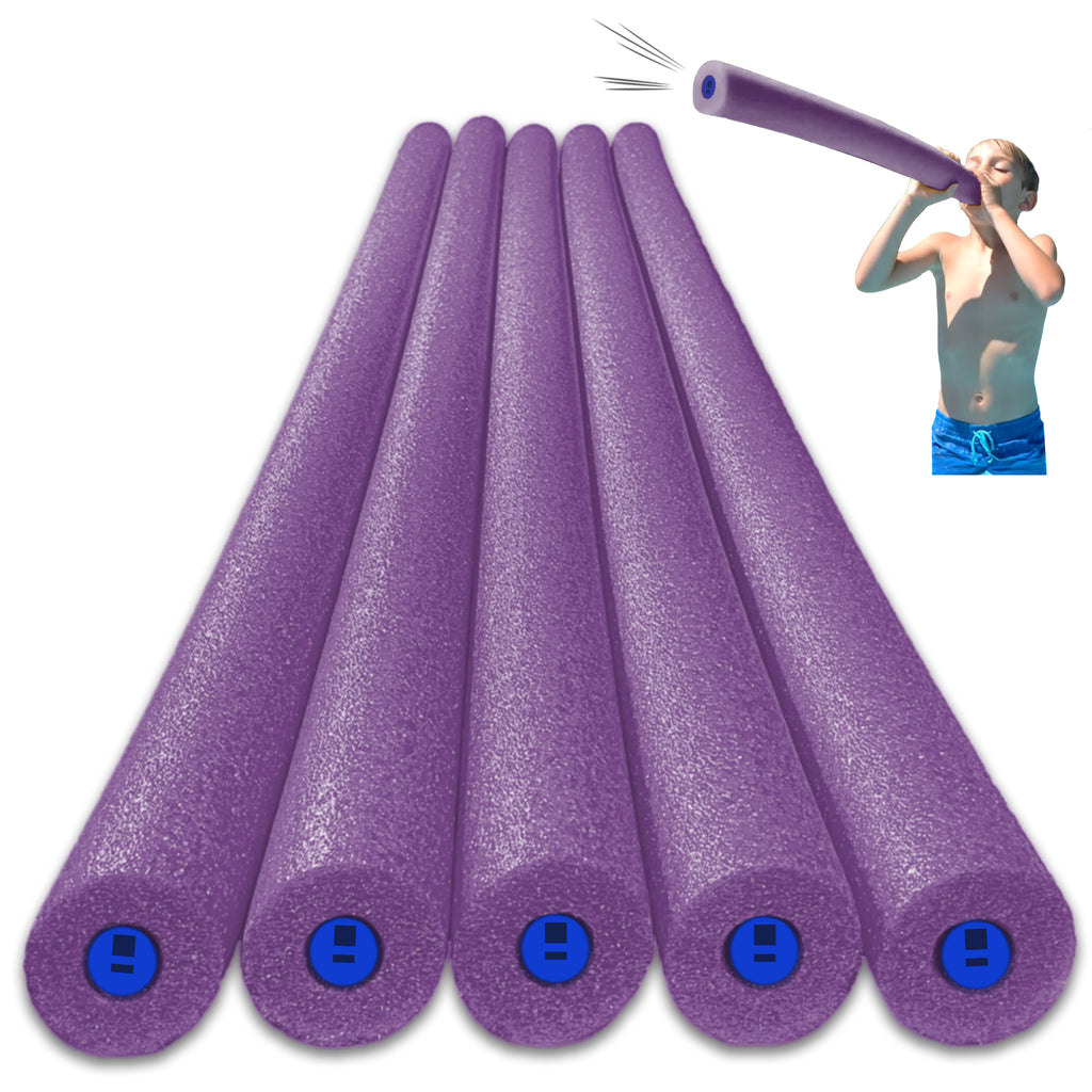 Tootle Noodle 5 Pack Foam Pool Noodles with Built-In Whistle, Buoyant, and Fun for Kids Water Play Pool Parties - HonorTraders