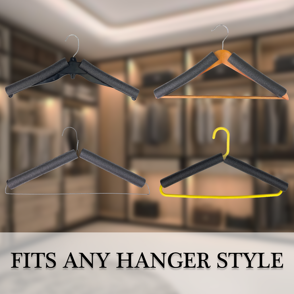 Foam Hanger Covers - Gray Foam, Pack of 24, Slip Preventer, Thick Covers for Hangers, No Dimples
