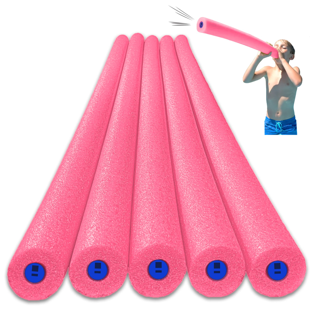 Tootle Noodle 5 Pack Foam Pool Noodles with Built-In Whistle, Buoyant, and Fun for Kids Water Play Pool Parties