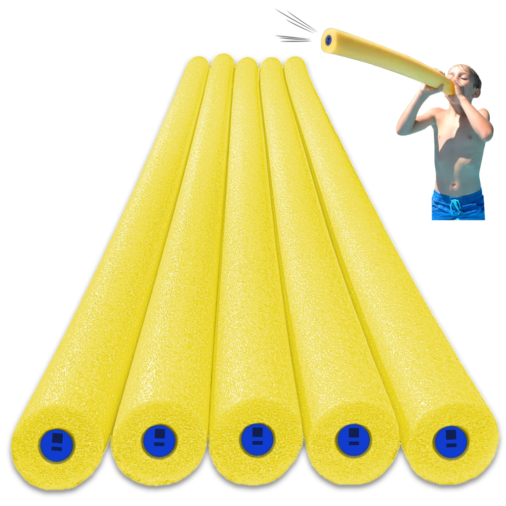 Tootle Noodle 5 Pack Foam Pool Noodles with Built-In Whistle, Buoyant, and Fun for Kids Water Play Pool Parties - HonorTraders